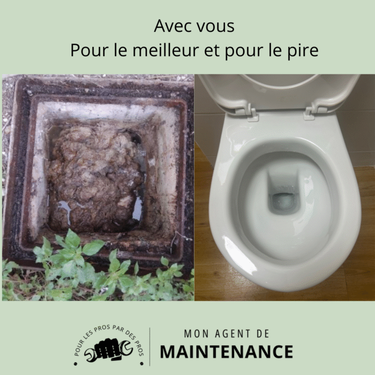 Agent de maintenance débouchant des toilettes dans un établissement professionnel
