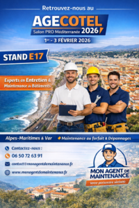 Équipe Mon Agent de Maintenance au salon AGECOTEL 2026 à Nice
